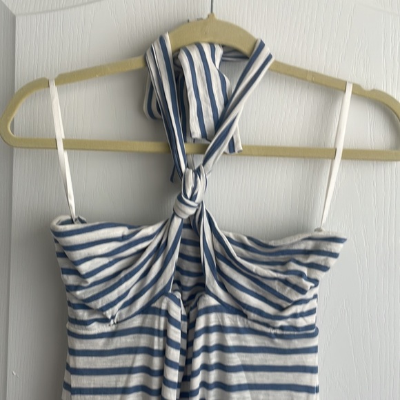 NWT - Gap Long halter dress with horizontal blue & white strips. Size S. - Picture 4 of 5